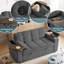 Canapé-lit convertible l 65 po 3 en 1, canapé-lit escamotable avec table d'appoint et ports USB et accoudoirs de type C-1276981744
