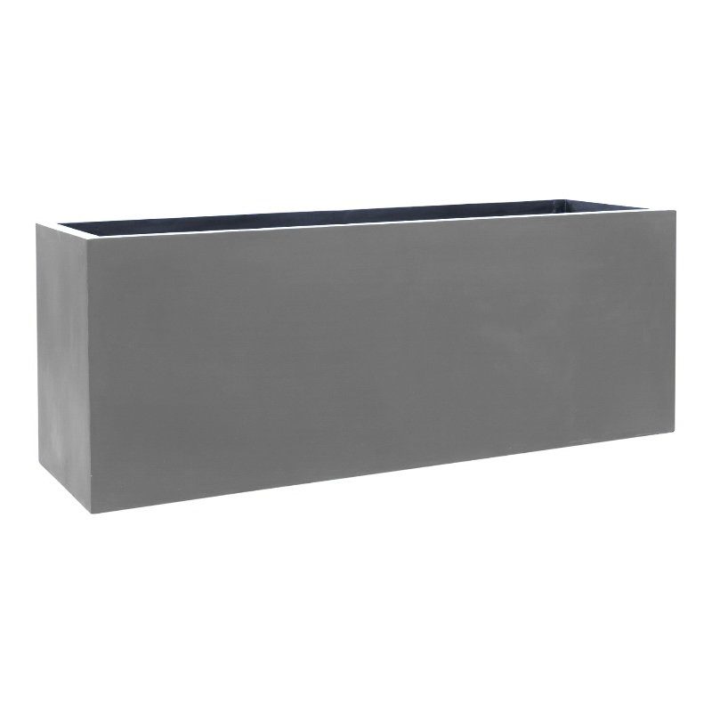Pot à fleurs rectangulaire moderne en fibre de verre, H 15 po x l 39 po x P 12 po, Gris