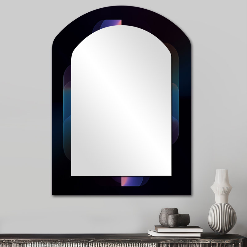 Rétro motif géométrique mauve sur noir minimal, 34 po x 25 po