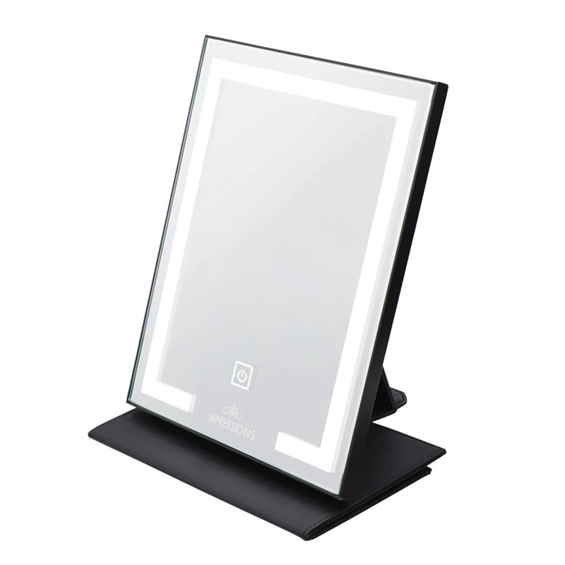 Jahriel Lumiere Touch Pad Mini LED Makeup Mirror, Tabletop Lighted Vanity Mirror, Soft Touch Sensor Switch