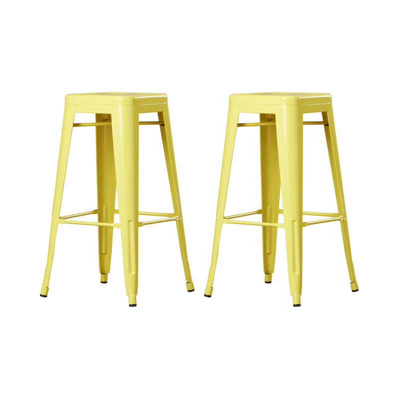 Crawford Counter Stool with Metal Frame, Yellow, Bar Stool (30.5" Seat Height)