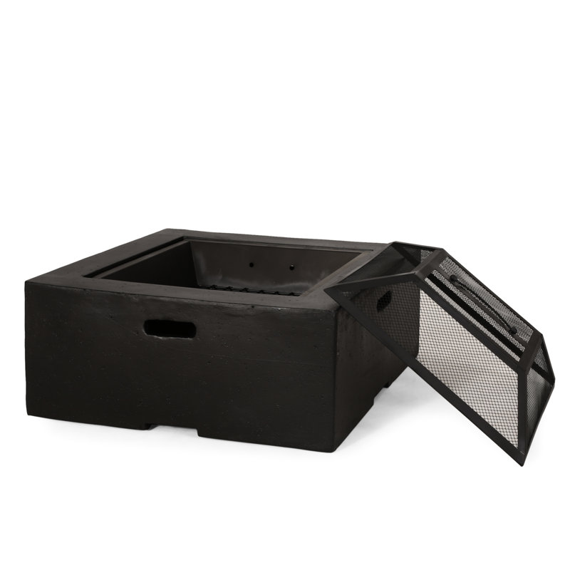 29" Square Magnesium Oxide Fire Pit - Dark Gray, Wood Burning, Outdoor Enjoyment Spot, 28.92 In. D, W, 16.99 H, 53.36 Lb Fireplace Wood-fueled Heat, Recreation