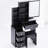 American Design Vanity Dresser With Cushioned Seat & Extra Large Sliding Mirror, Multi-layered Storage For Compact Spaces, Black, , , Ul Listed Area Dressing Table Stool, Expansive Multi-layer-1807523