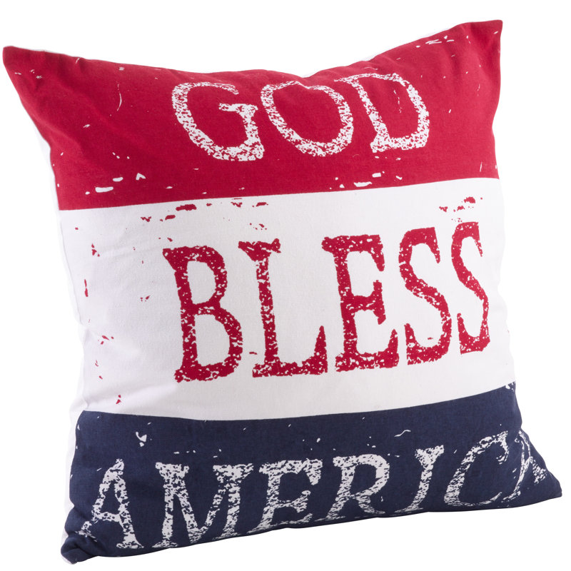 Star Spangled Collection Cotton Reversible Throw Pillow, Polyester/Polyfill