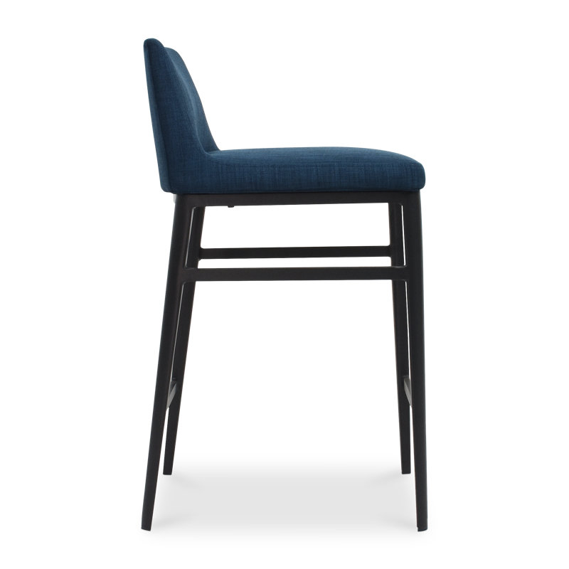 Baron Upholstered Stool with Metal Frame, Counter Stool (25.5” Seat Height), Blue