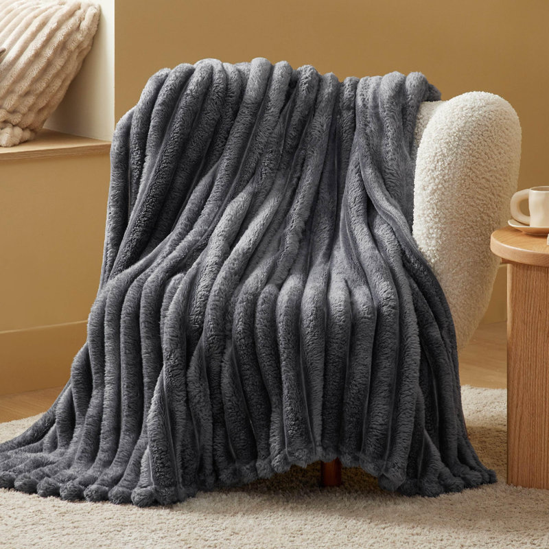 Bedsure 349gsm Blanket For Couch - Super Soft Cozy Blankets, Cute Small Fleece Blanket, Wider Striped Design, Queen