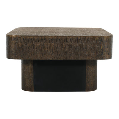 Table basse Landon avec revêtement contemporain en laiton estampé sur bois massif