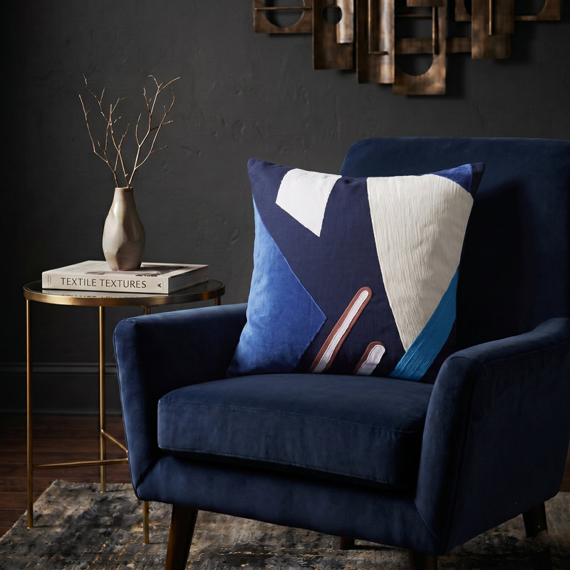 Housse de coussin Astri, Carré 18 po, Bleu / multicolore, Housse de coussin seulement - sans coussin