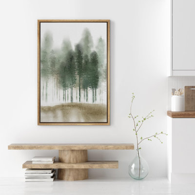 Paysage de forêt Woodland «Green Pastel Watercolor Tree Forest Nature» sur