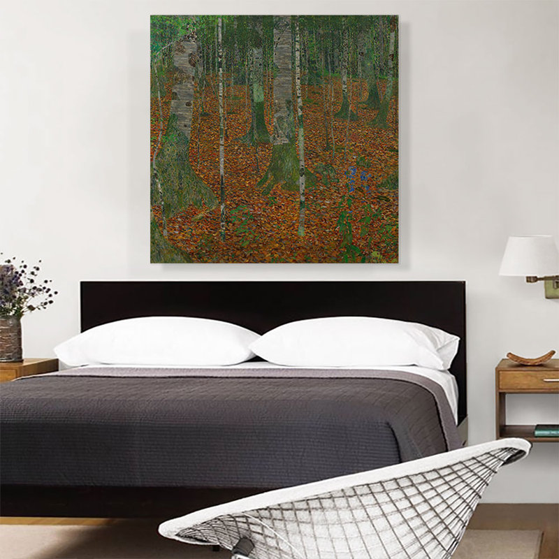 «Birch Forest 1903» par Gustav Klimt, reproduction d'art sur toile tendue, H 36 po x l 36 po x P 0,75 po