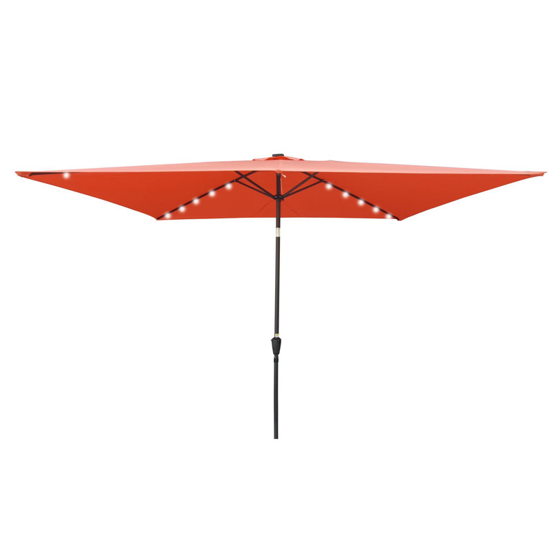 Parasol lumineux à énergie solaire à DEL, Rouge brique clair