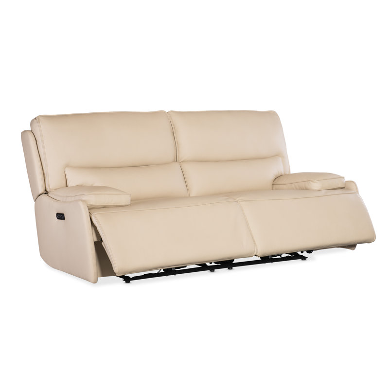 Oslo Ivory Leather Reclining Sofa with Pillow-top Arms
