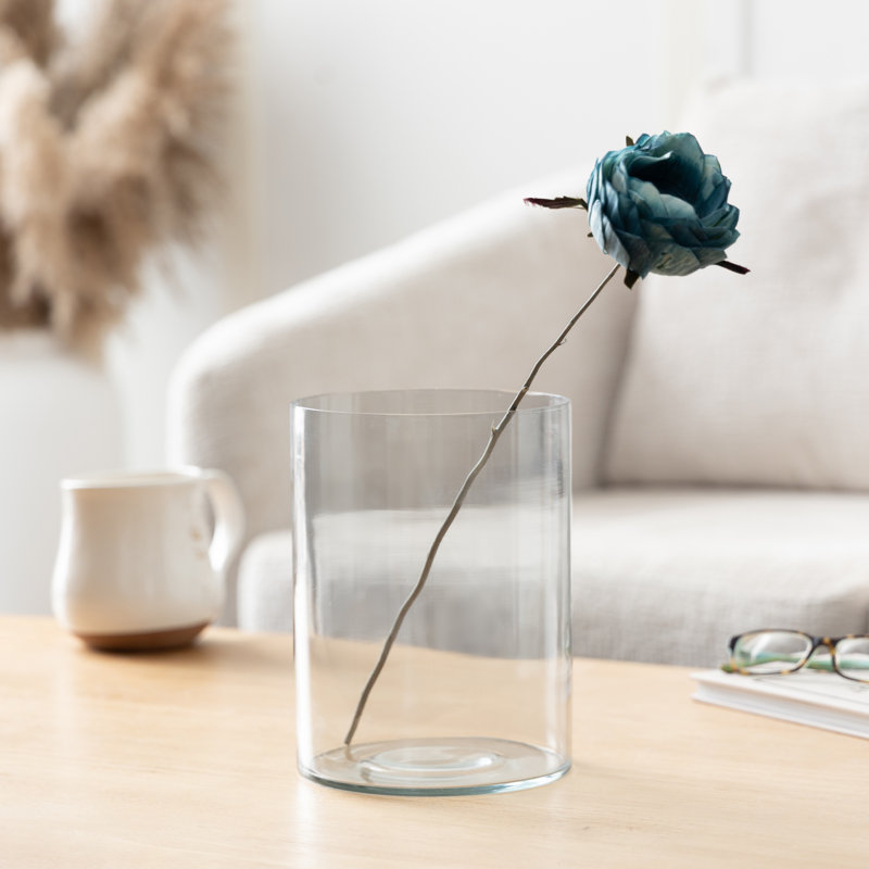 Cole and Grey Glass Wide Clear Decorative Vase, 8" H x 6" W x 6" D