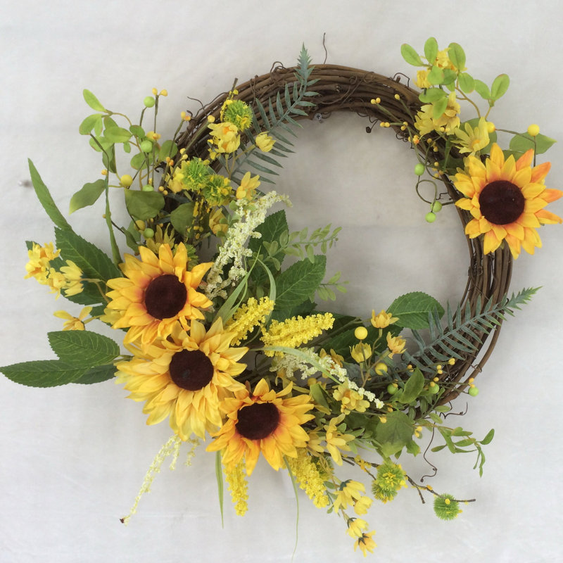 Couronne en polyuréthane tournesols 22 po