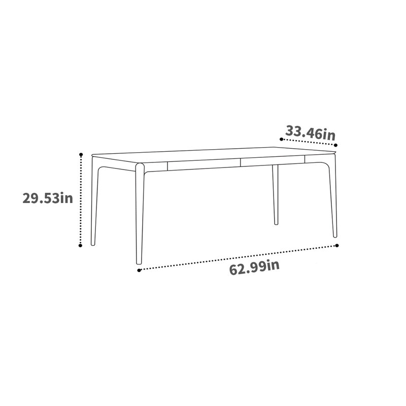 Rectangular 33.46'' W Dining Table, L 33,46 po x L 62,99 po