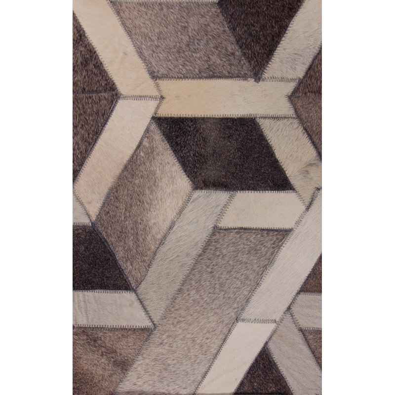 Natural Hide Cowhide Geometric Area Rug, Rectangle 8' x 11'