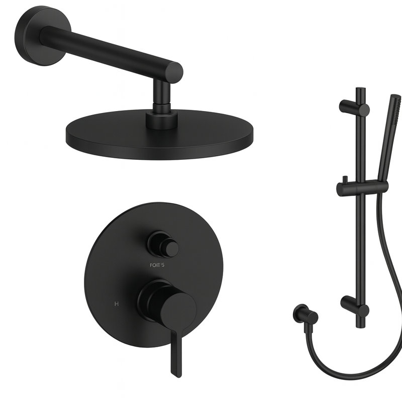 Brera Pressure Balance Shower System with 2-Way Diverter, 8-Inch Rain Shower Head and Hand Shower with Slide Bar, Valve Included