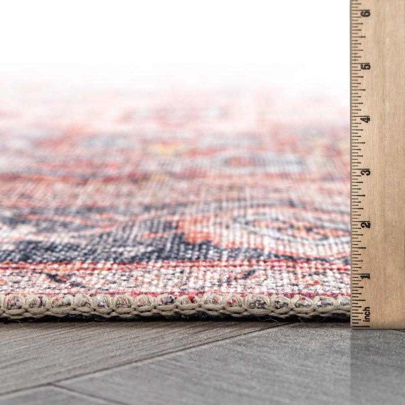 Tapis antidérapant à bordure rétro lavable à la machine, Rectangulaire 2 pi x 3 pi