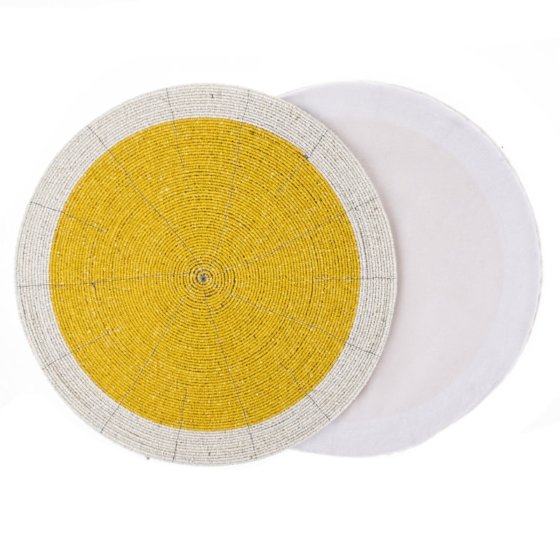Cromwell Glass Patchwork Round, Yellow/White