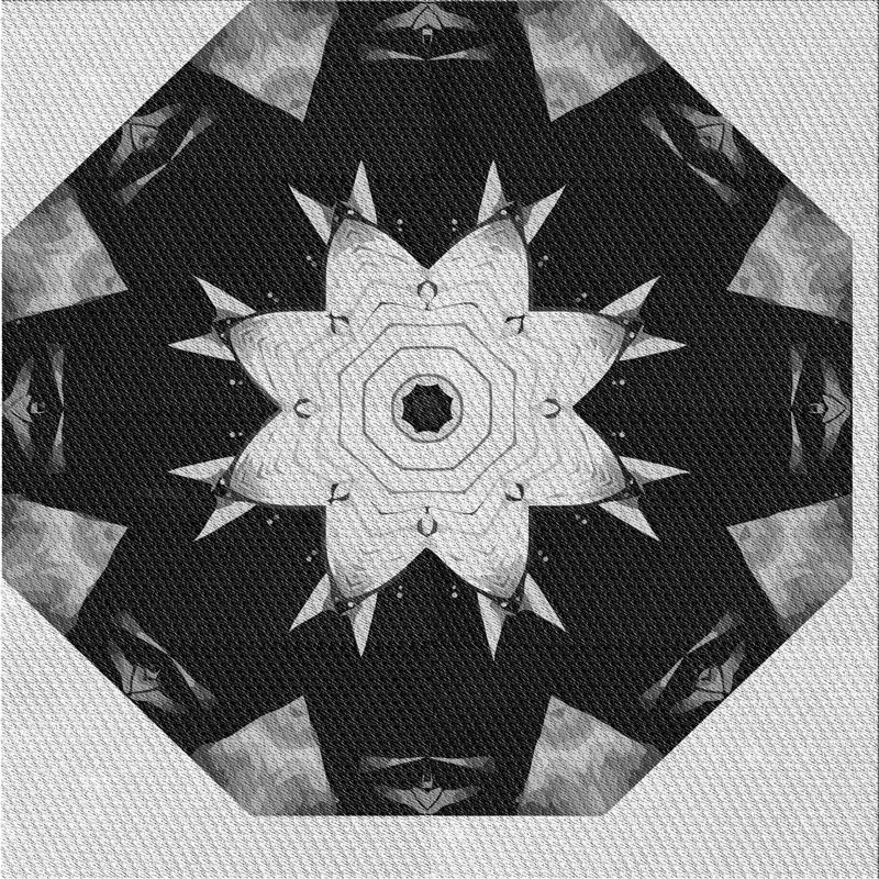 Laine tissée à la main orientale et polyester noir/gris Tapis décoratif, Carré 8 pi