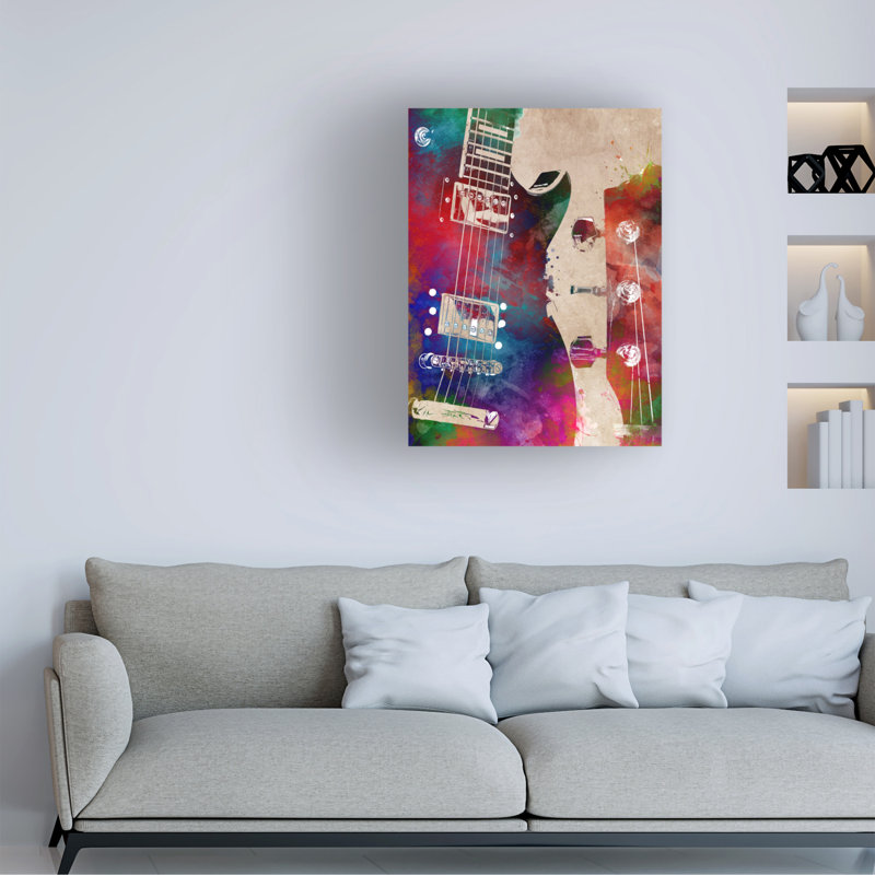 Œuvre d'art sur toile bolologique, Justyna Jaszke, guitare 4, H 14 po x l 19 po