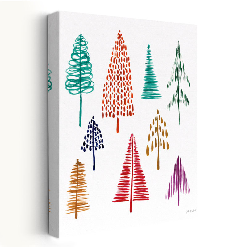 Jewel Trees II - Noël bleu vert, art des Fêtes, H 48 po x l 32 po