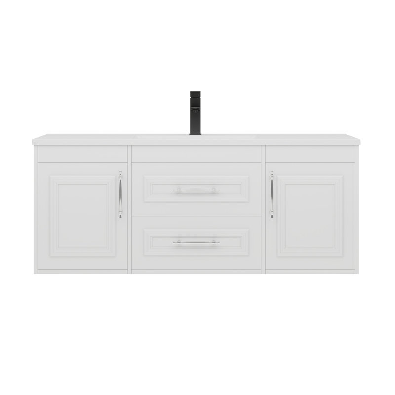 Ensemble de meuble-lavabo simple 48 po avec comptoir en résine SMC, Blanc, 48"