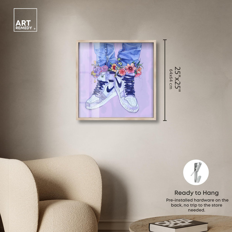 Art floral lilas, H 25 po x l 25 po, Crème, crème