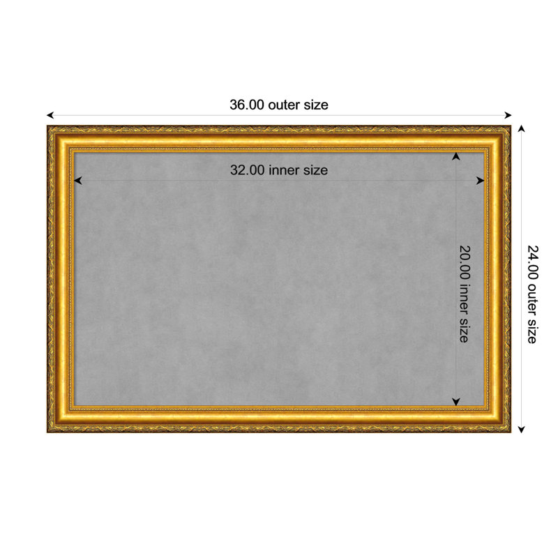 Tableau magnétique encadré doré Colonial, 24" H x 36" W