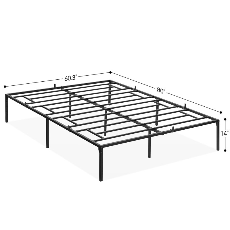 Full / Double Size Platform Bed Frame, 14 Inch Metal Bed Frame No Box Spring Needed, Queen