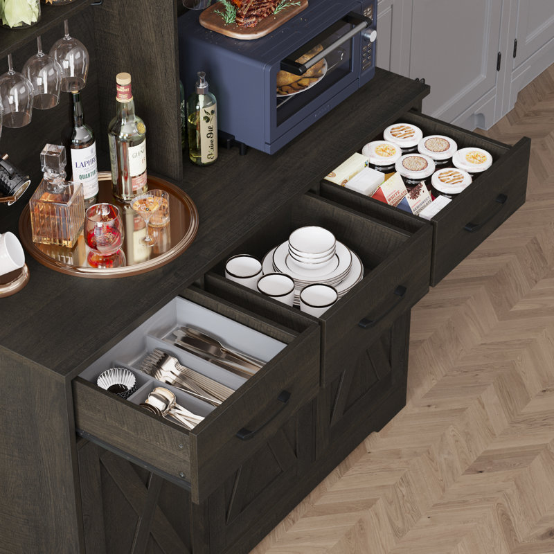 Garde-manger 60 po avec 3 tiroirs, Marron foncé