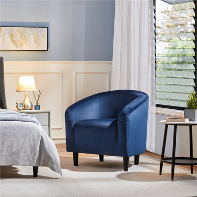 Fauteuil demi-tonneau en velours 70,612 cm de largeur Robeon