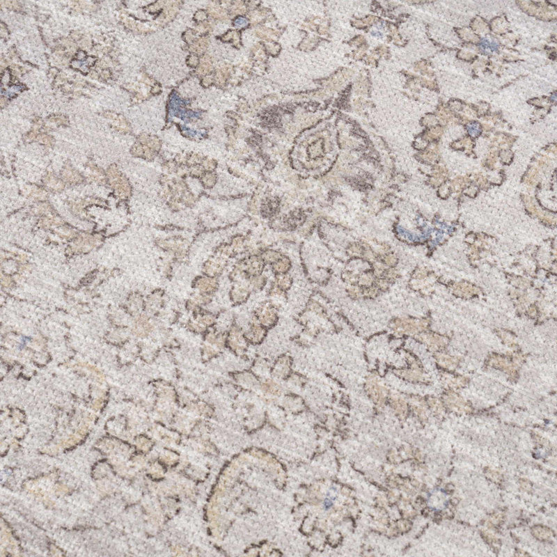 Jaelyne Machine Washable Beige/Gray Oriental Area Rug, Rectangle 5' x 7'6"