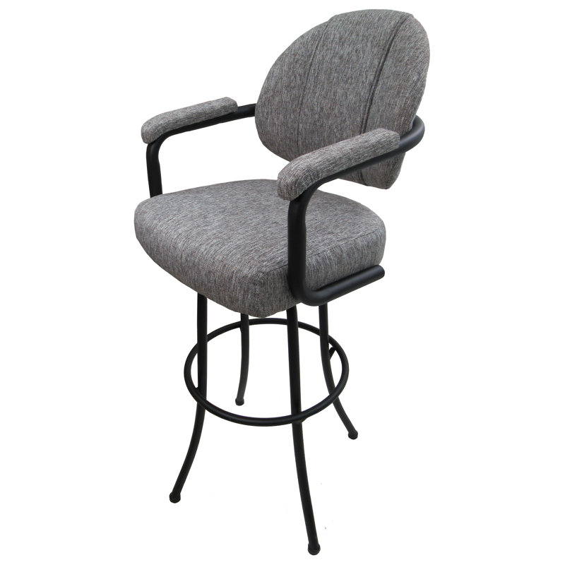 Swivel Upholstered Counter Stool with Metal Frame, Mojave Gray, Black