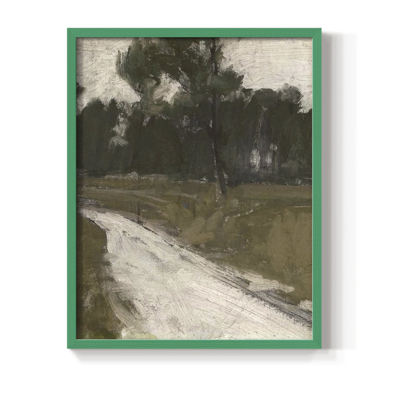 Vintage Landscape CCLXII Framed Print - Solid Wood, 30" H x 24" W, Green