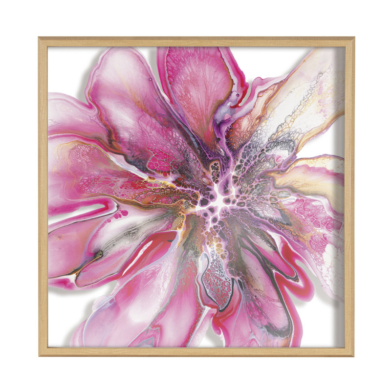 «Kester Bright Colorful Abstract Flower - Floater», reproduction encadrée, Naturel
