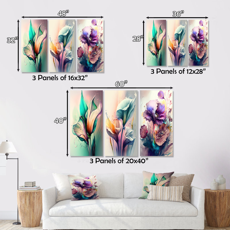 Lys colorés Cally I 3 pièces, H 28 po x l 36 po x P 1 po