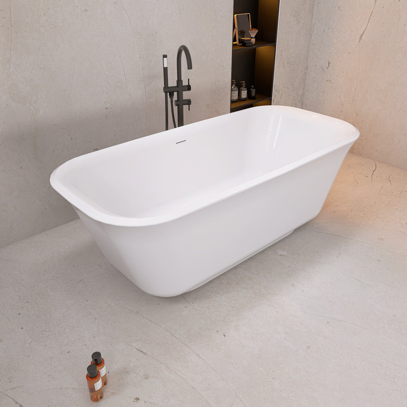 67" Freestanding Soaking Acrylic Bathtub