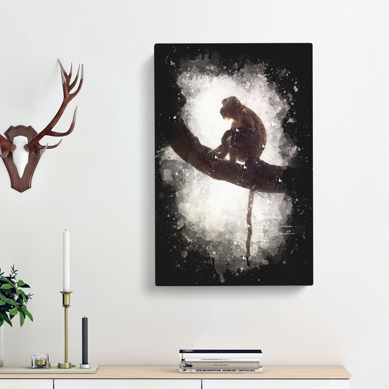 Long-Tailed Macaque Monkey - Wrapped Canvas, 60cm H x 40cm W x 3cm D