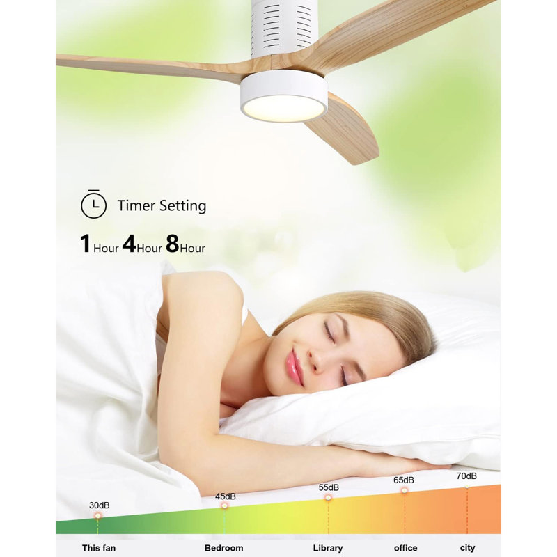 Ventilateur de plafond encastré de 52 pouces avec lumière DEL et télécommande