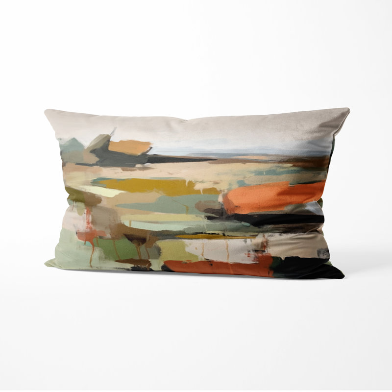 Coussin Green and Beige Transcendant Reality, H 12 po x l 20 po