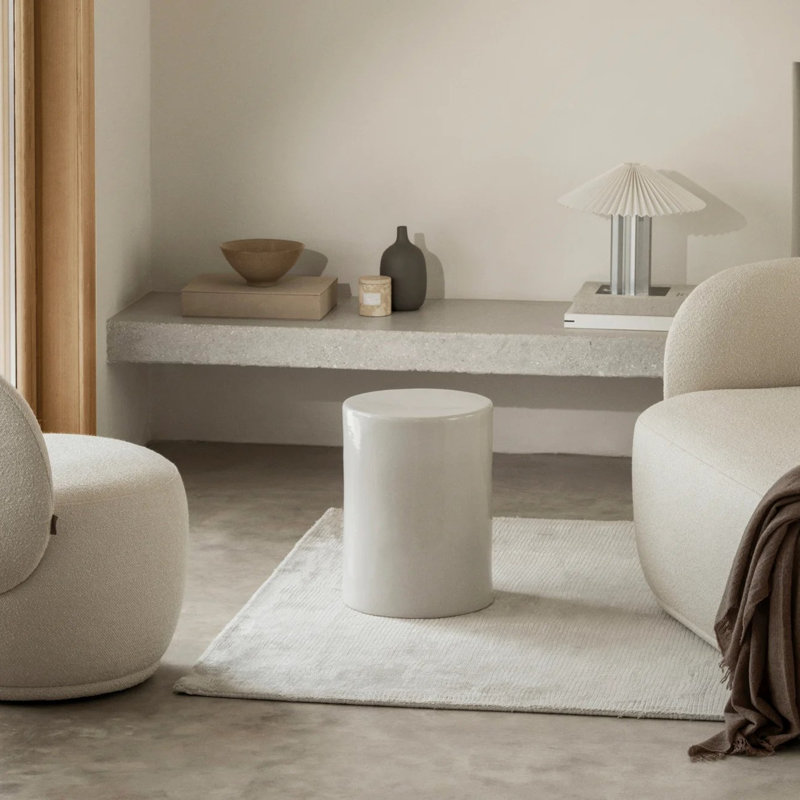 Ceramic Accent Stool, White