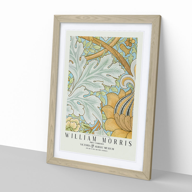 St. James Pattern with Border by William Morris - Picture Frame Graphic Art, 48cm H x 36cm W x 2cm D, Oak