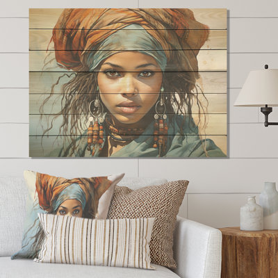 Somant Bantu, femme africaine, portrait I - tribal africain sur bois