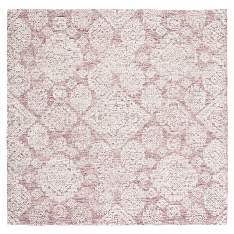 Metro Hand Tufted Indian Wool And Cotton With Latex Geometric Rug, Square 6'