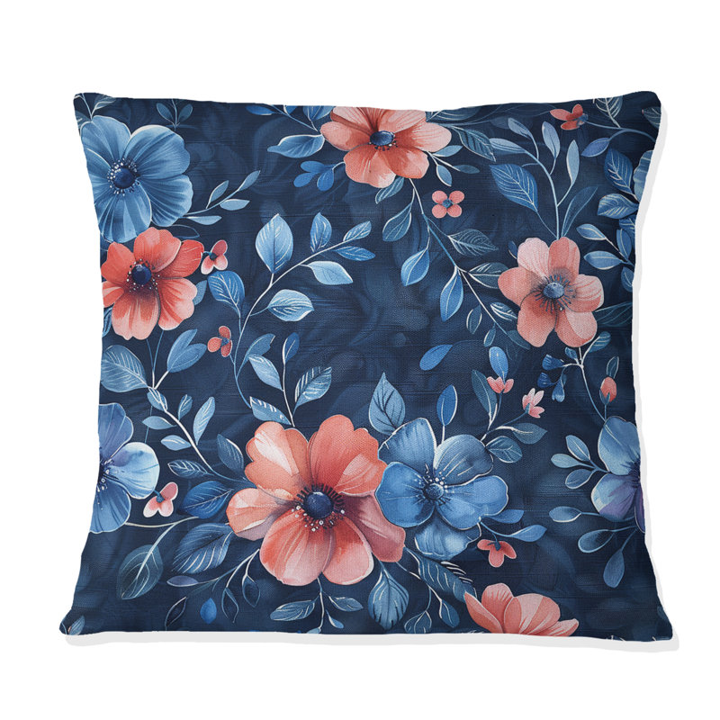 Blue Garden Traditional Flower Garden - coussin décoratif traditionnel, H 18 po x l 18 po