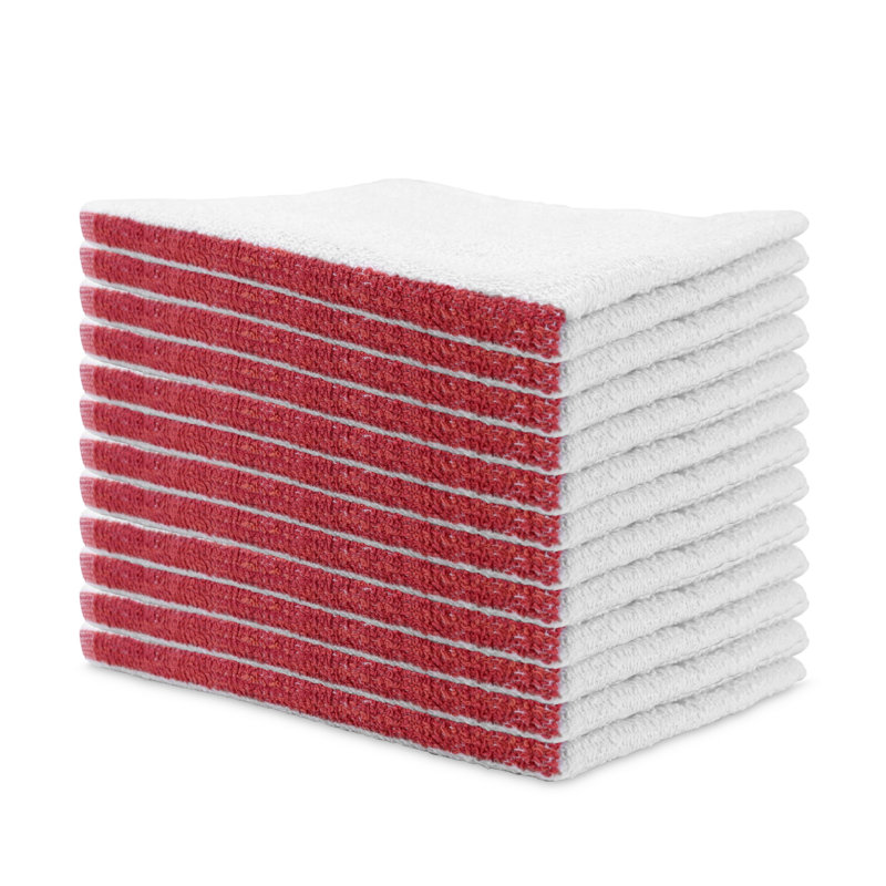 Jacquard Tea Towel Kitchen Towel, Red/White