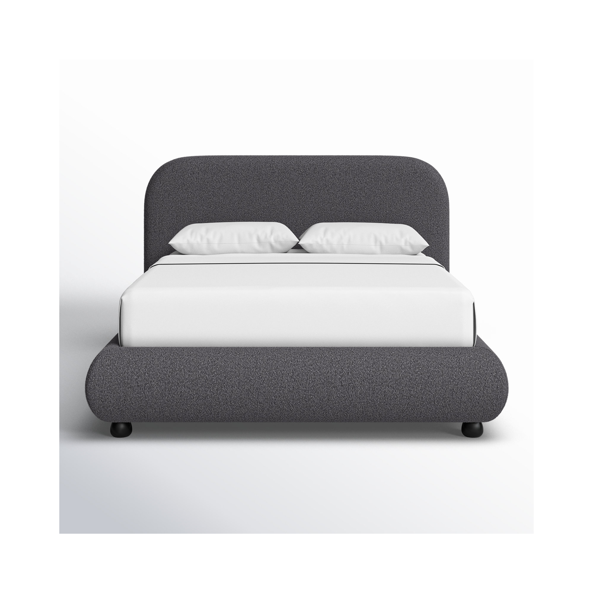 Reggie Upholstered Platform Bed, Dark Grey Performance Boucle, Queen