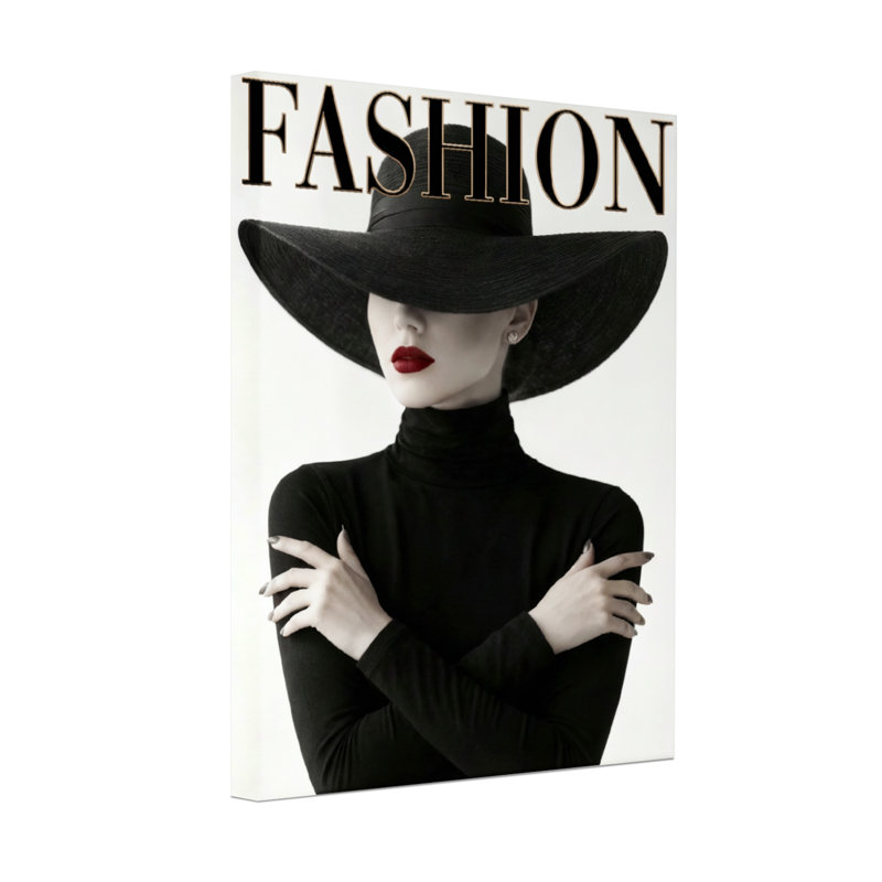 Mannequin portant un chapeau noir et un col roulé, H 18 po x l 12 po