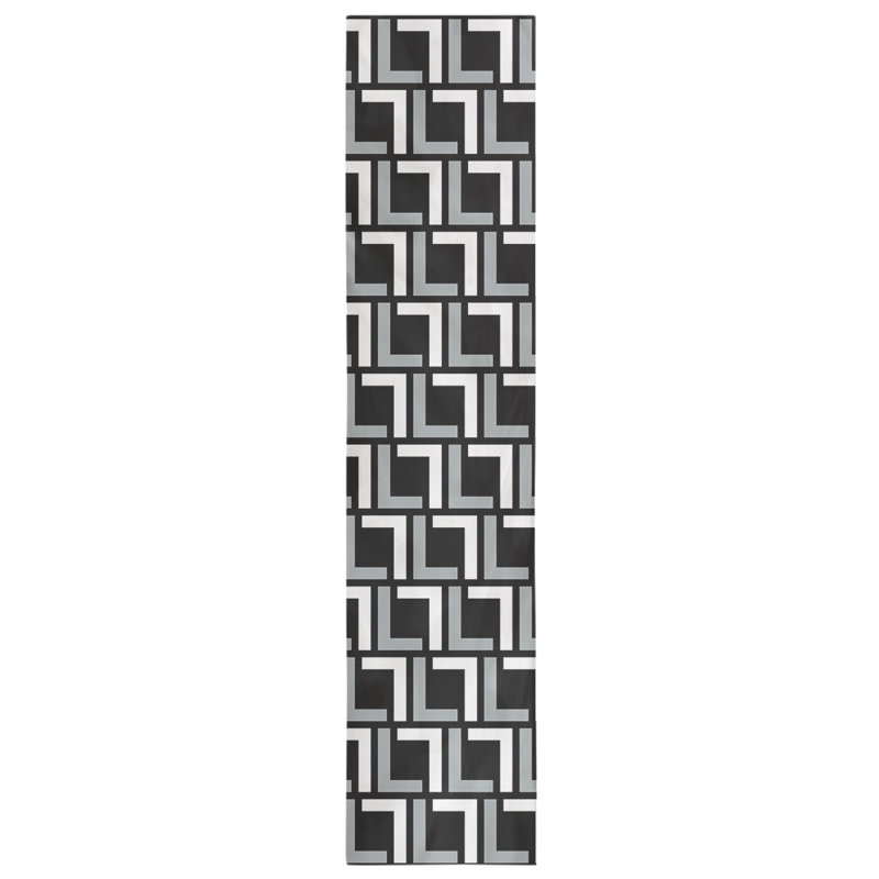 Chemin de table Carolina, 72 po x 16 po, Coton, Noir / argent / blanc 2